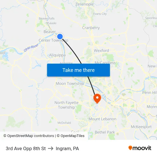 3rd Ave Opp 8th St to Ingram, PA map