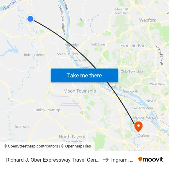 Richard J. Ober Expressway Travel Center to Ingram, PA map