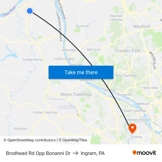 Brodhead Rd Opp Bonanni Dr to Ingram, PA map