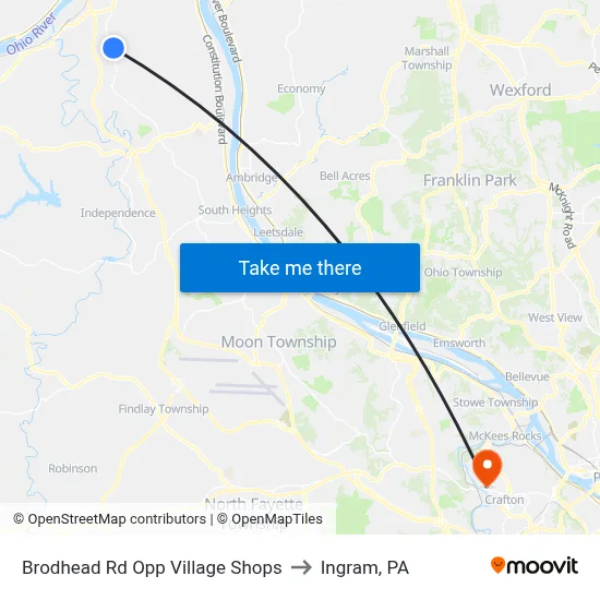 Brodhead Rd Opp Village Shops to Ingram, PA map