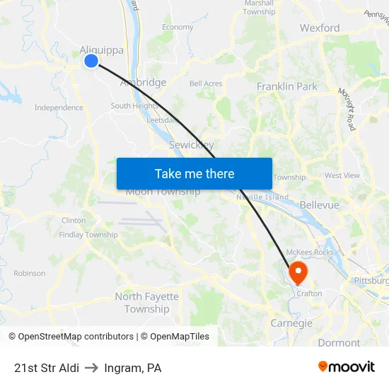 21st Str Aldi to Ingram, PA map