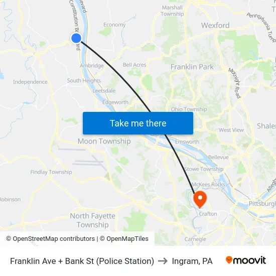 Franklin Ave to Ingram, PA map
