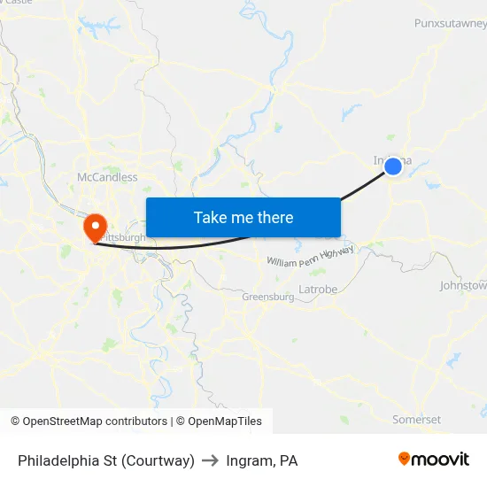 Philadelphia St (Courtway) to Ingram, PA map
