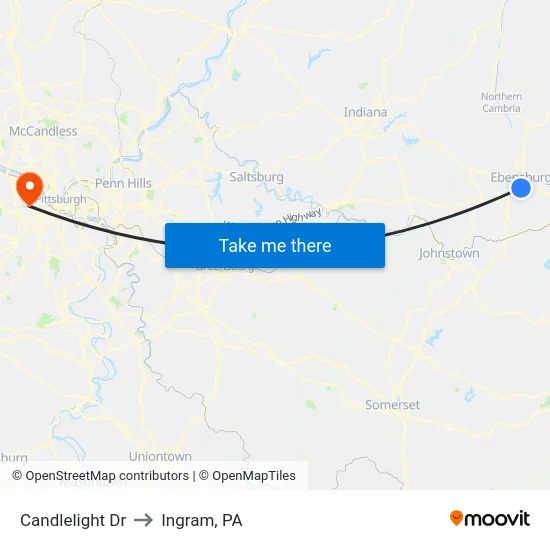 Candlelight Dr to Ingram, PA map
