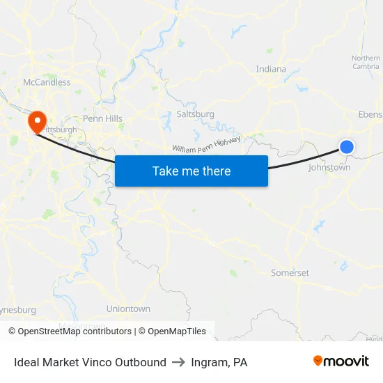 Ideal Market Vinco Outbound to Ingram, PA map