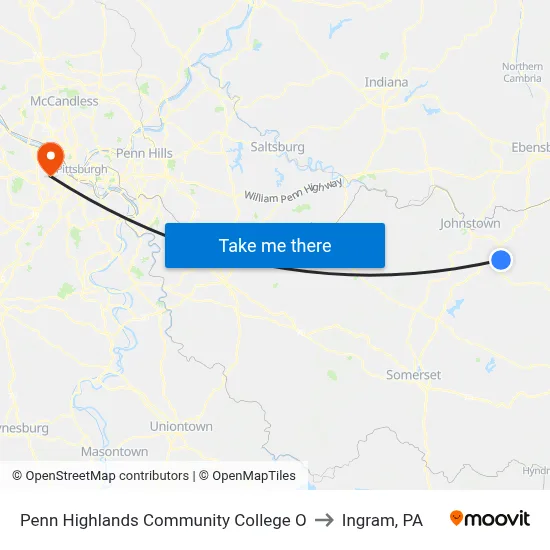 Penn Highlands Community College O to Ingram, PA map