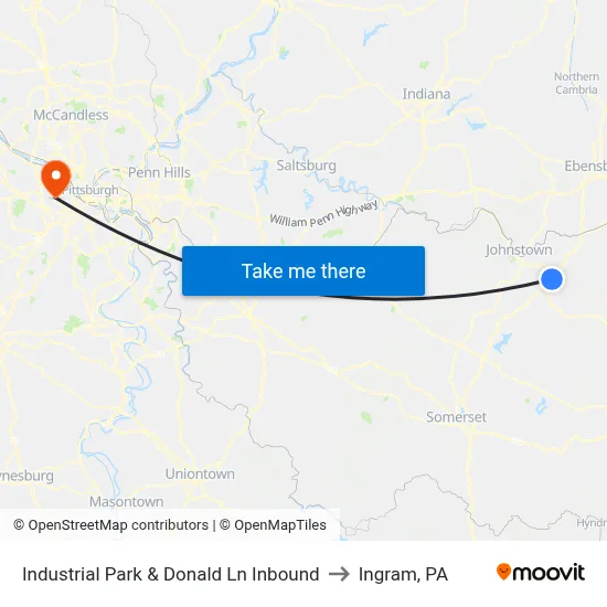Industrial Park & Donald Ln Inbound to Ingram, PA map