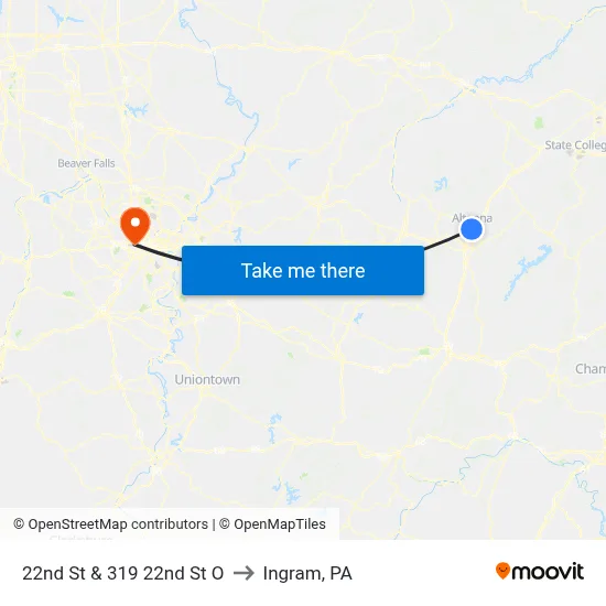 22nd St & 319 22nd St O to Ingram, PA map