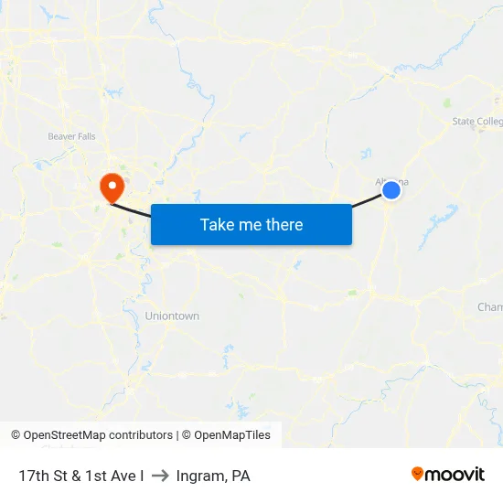 17th St & 1st Ave I to Ingram, PA map