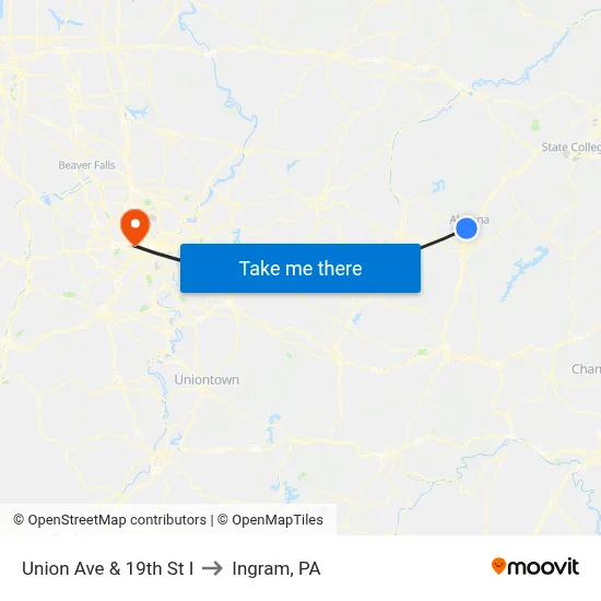 Union Ave & 19th St I to Ingram, PA map
