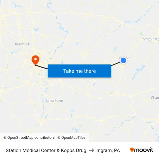 Station Medical Center & Kopps Drug to Ingram, PA map