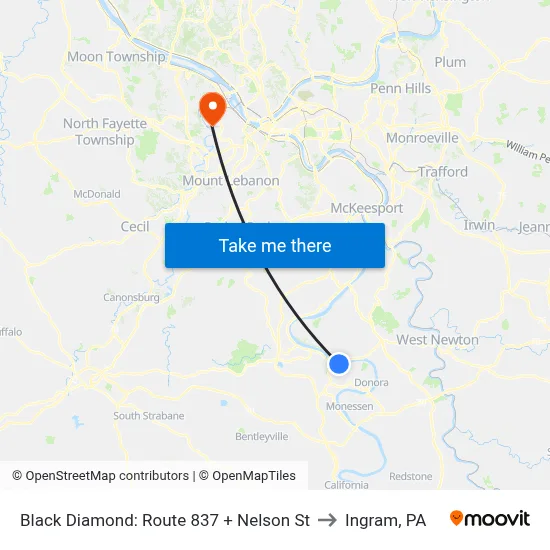 Black Diamond: Route 837 + Nelson St to Ingram, PA map