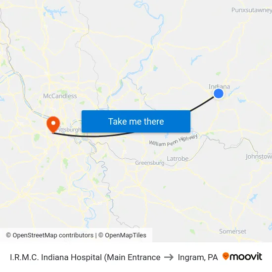 I.R.M.C. Indiana Hospital (Main Entrance to Ingram, PA map