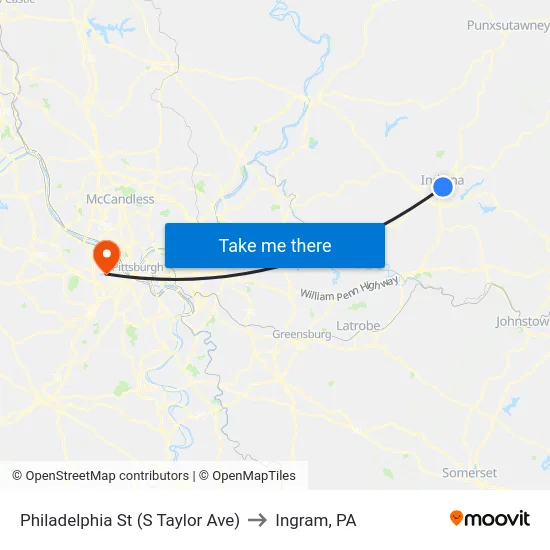 Philadelphia St (S Taylor Ave) to Ingram, PA map