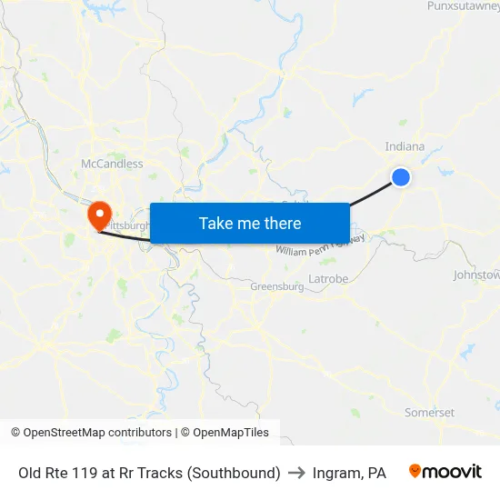 Old Rte 119 at Rr Tracks (Southbound) to Ingram, PA map