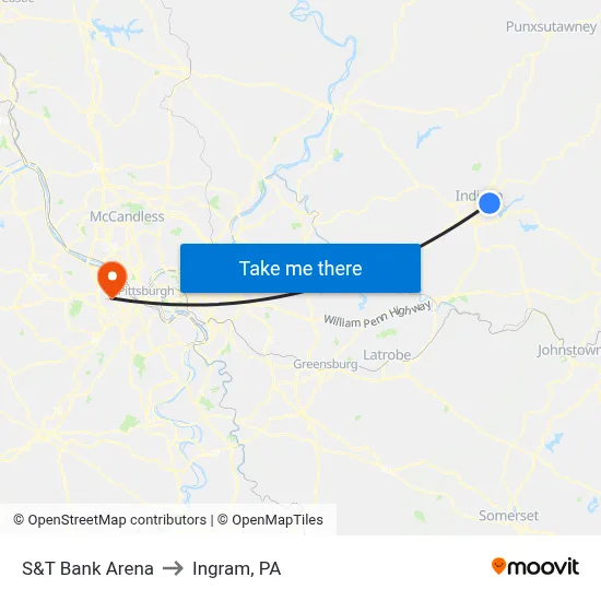 S&T Bank Arena to Ingram, PA map