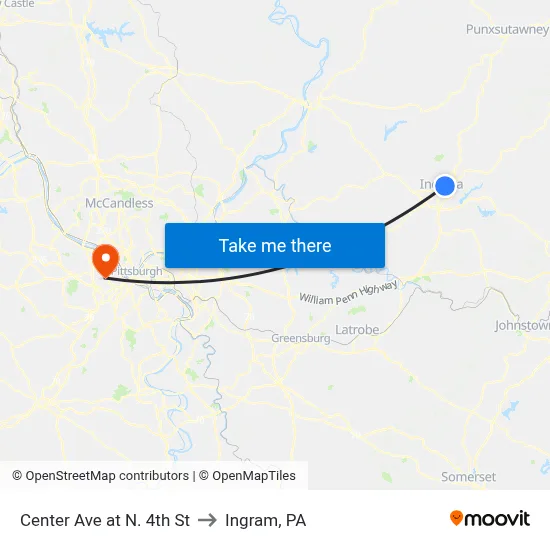 Center Ave at N. 4th St to Ingram, PA map