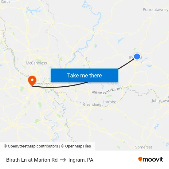 Birath Ln at Marion Rd to Ingram, PA map