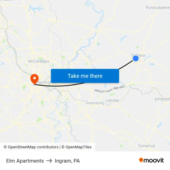 Elm Apartments to Ingram, PA map