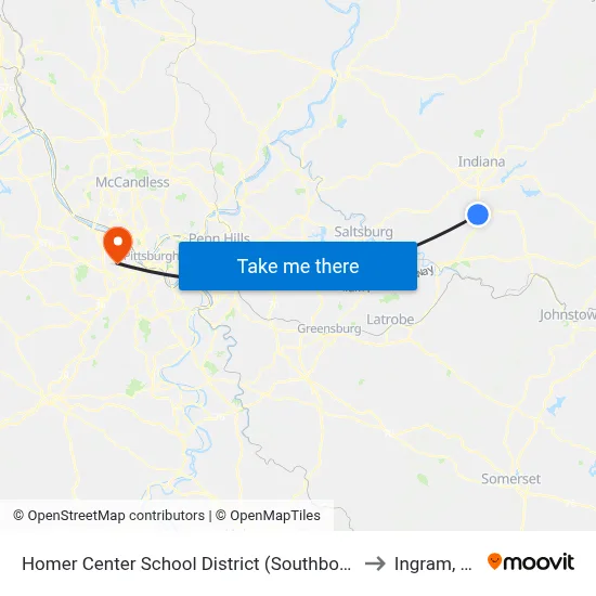 Homer Center School District (Southbound to Ingram, PA map