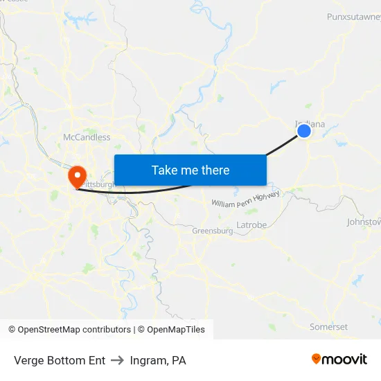 Verge Bottom Ent to Ingram, PA map