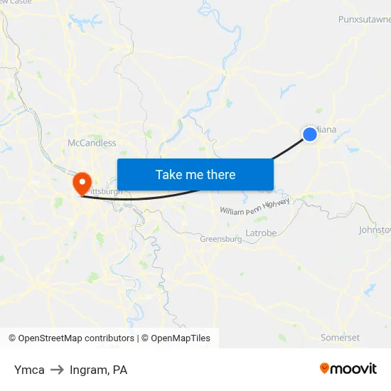 Ymca to Ingram, PA map