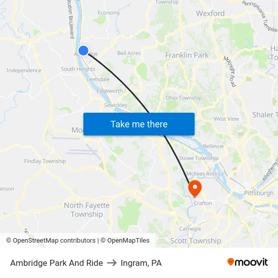 Ambridge Park And Ride to Ingram, PA map