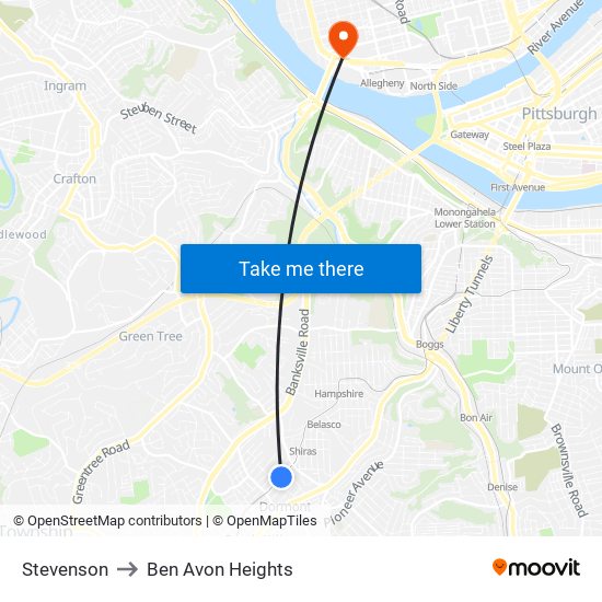 Stevenson to Ben Avon Heights map