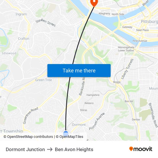 Dormont Junction to Ben Avon Heights map