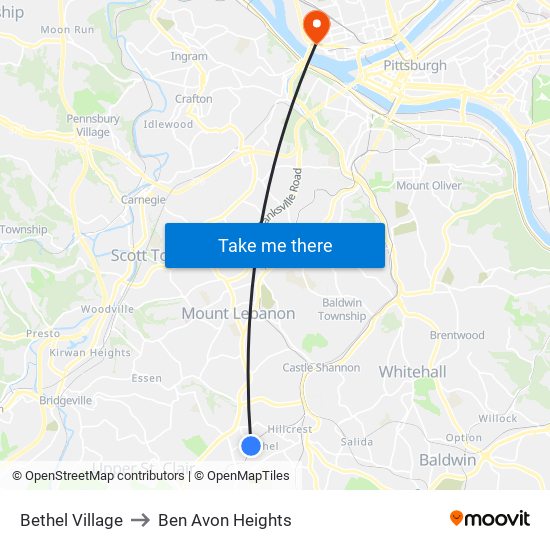Bethel Village to Ben Avon Heights map