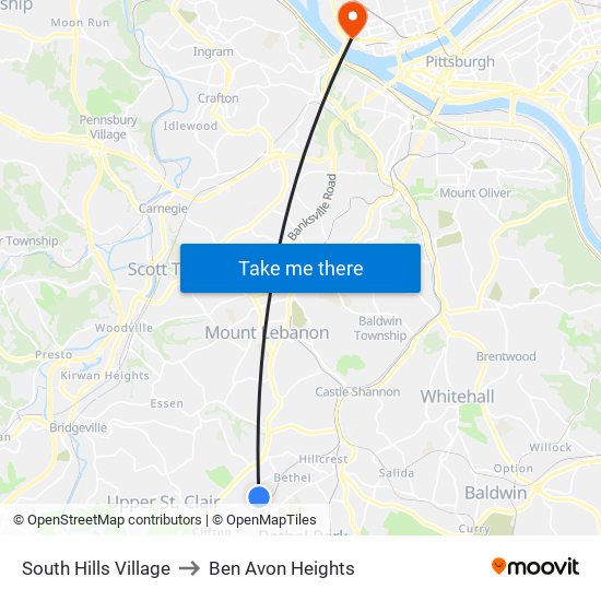 South Hills Village to Ben Avon Heights map