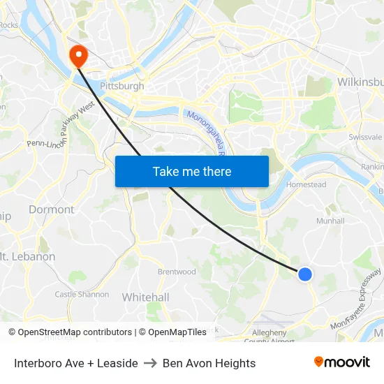 Interboro Ave + Leaside to Ben Avon Heights map