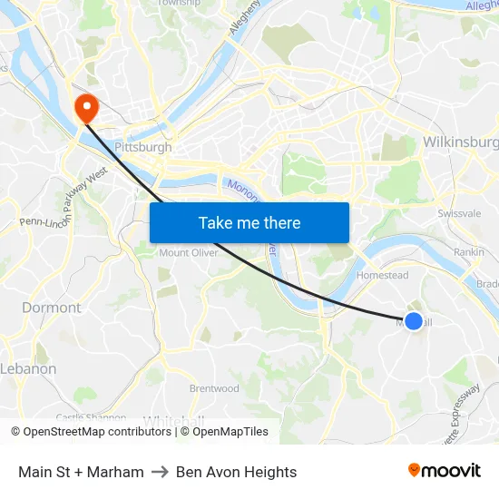 Main St + Marham to Ben Avon Heights map