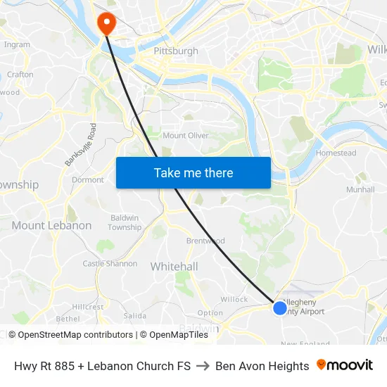 Hwy Rt 885 + Lebanon Church FS to Ben Avon Heights map