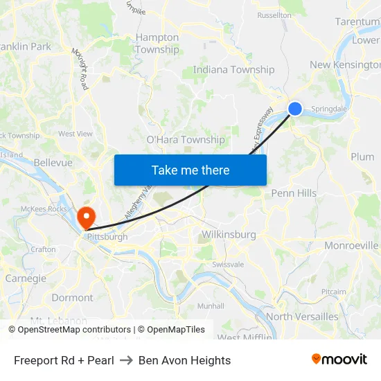 Freeport Rd + Pearl to Ben Avon Heights map