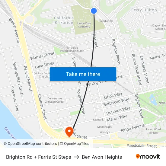 Brighton Rd + Farris St Steps to Ben Avon Heights map