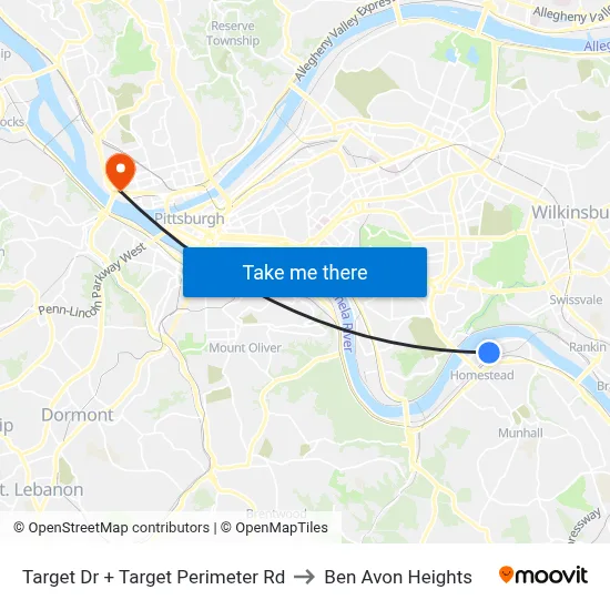Target Dr + Target Perimeter Rd to Ben Avon Heights map