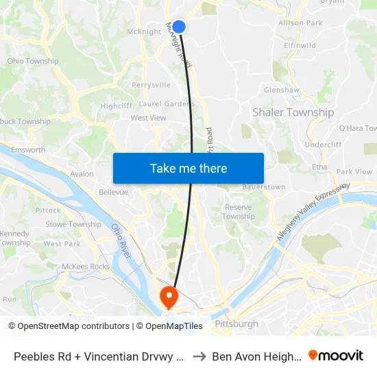Peebles Rd + Vincentian Drvwy FS to Ben Avon Heights map