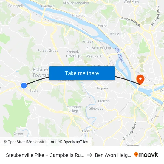 Steubenville Pike + Campbells Run Rd to Ben Avon Heights map