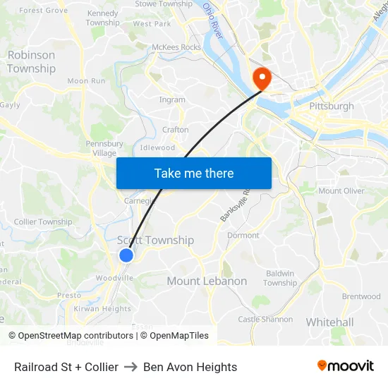 Railroad St + Collier to Ben Avon Heights map