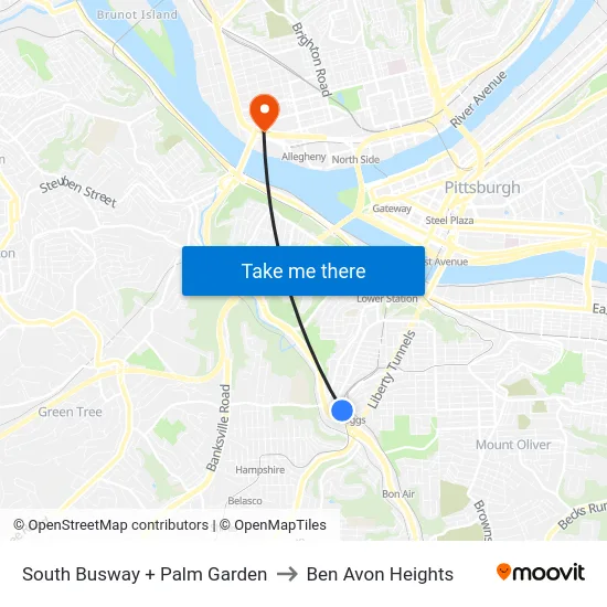 South Busway + Palm Garden to Ben Avon Heights map