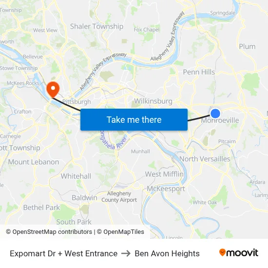 Expomart Dr + West Entrance to Ben Avon Heights map