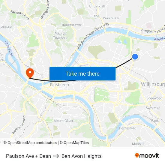 Paulson Ave + Dean to Ben Avon Heights map