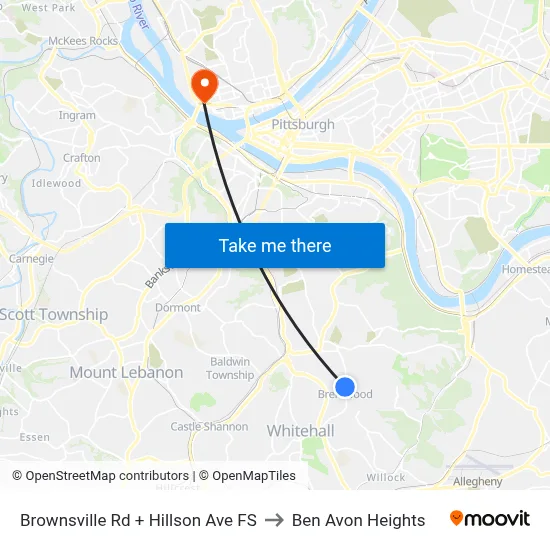 Brownsville Rd + Hillson Ave FS to Ben Avon Heights map