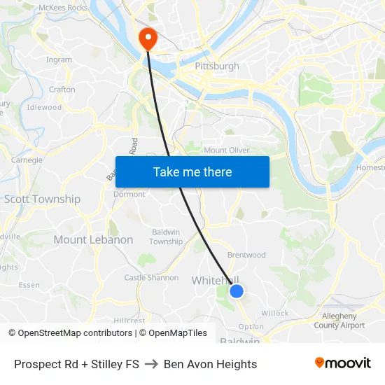 Prospect Rd + Stilley FS to Ben Avon Heights map
