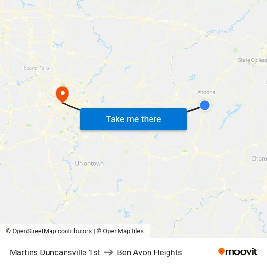 Martins Duncansville 1st to Ben Avon Heights map