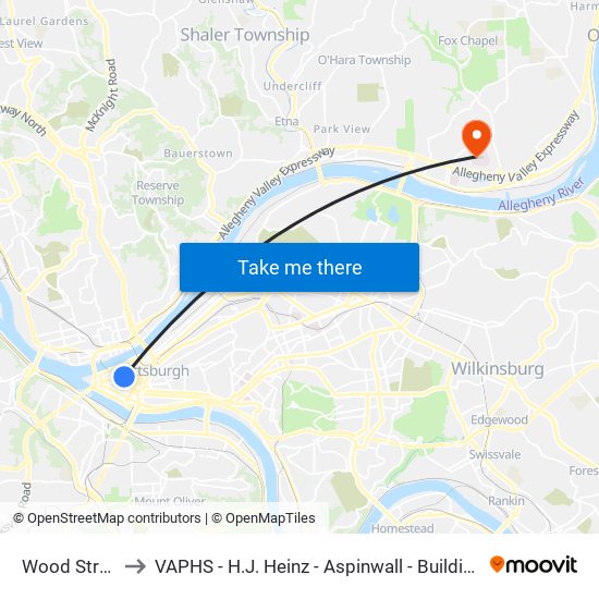 Wood Street to VAPHS - H.J. Heinz - Aspinwall - Building 71 map