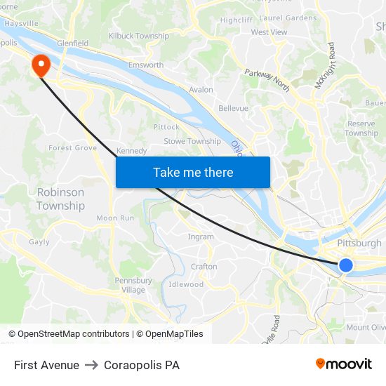 First Avenue to Coraopolis PA map