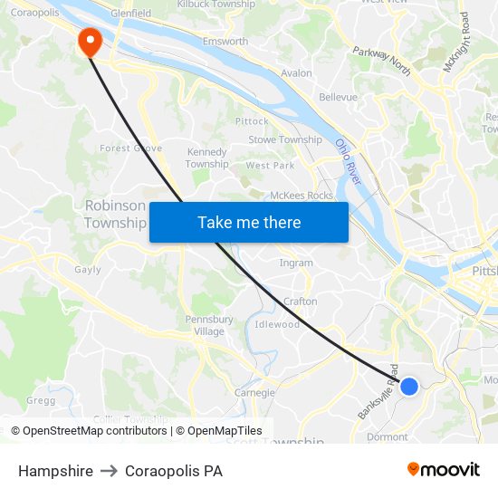 Hampshire to Coraopolis PA map