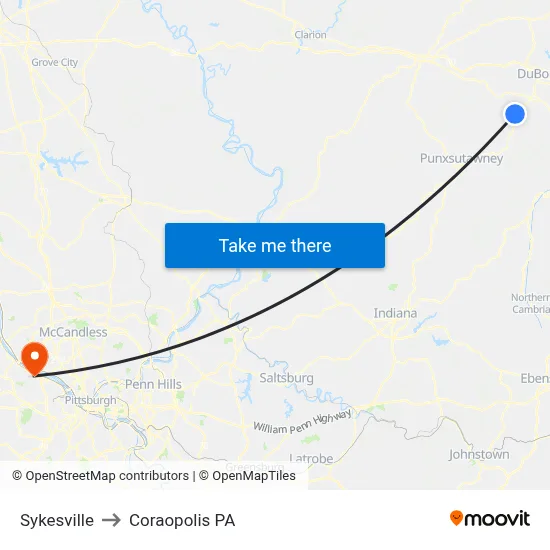 Sykesville to Coraopolis PA map